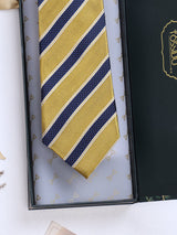 Yellow Stripes Woven Silk Necktie - TOSSIDO