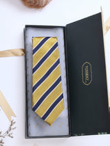 Yellow Stripes Woven Silk Necktie - TOSSIDO