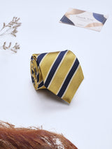 Yellow Stripes Woven Silk Necktie - TOSSIDO