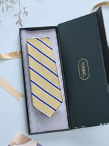 Yellow Stripes Woven Silk Necktie - TOSSIDO