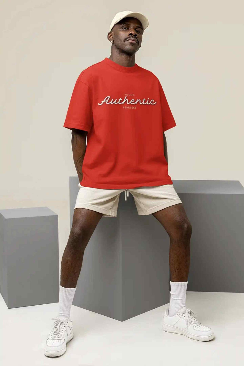 Young Authentic Fearless Beige Oversized Tee - TOSSIDO