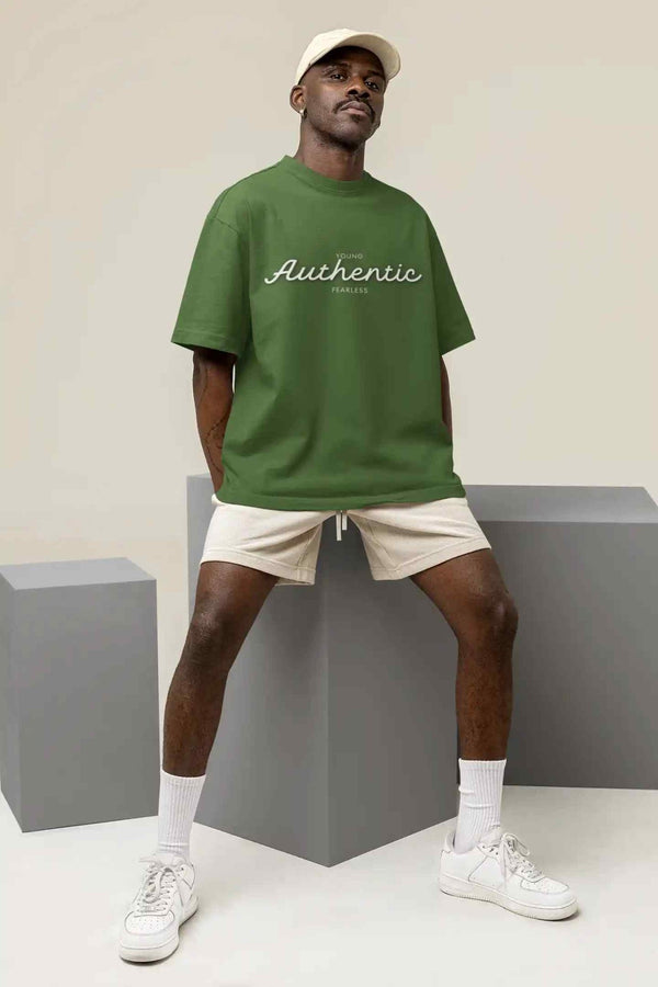 Young Authentic Fearless Beige Oversized Tee - TOSSIDO