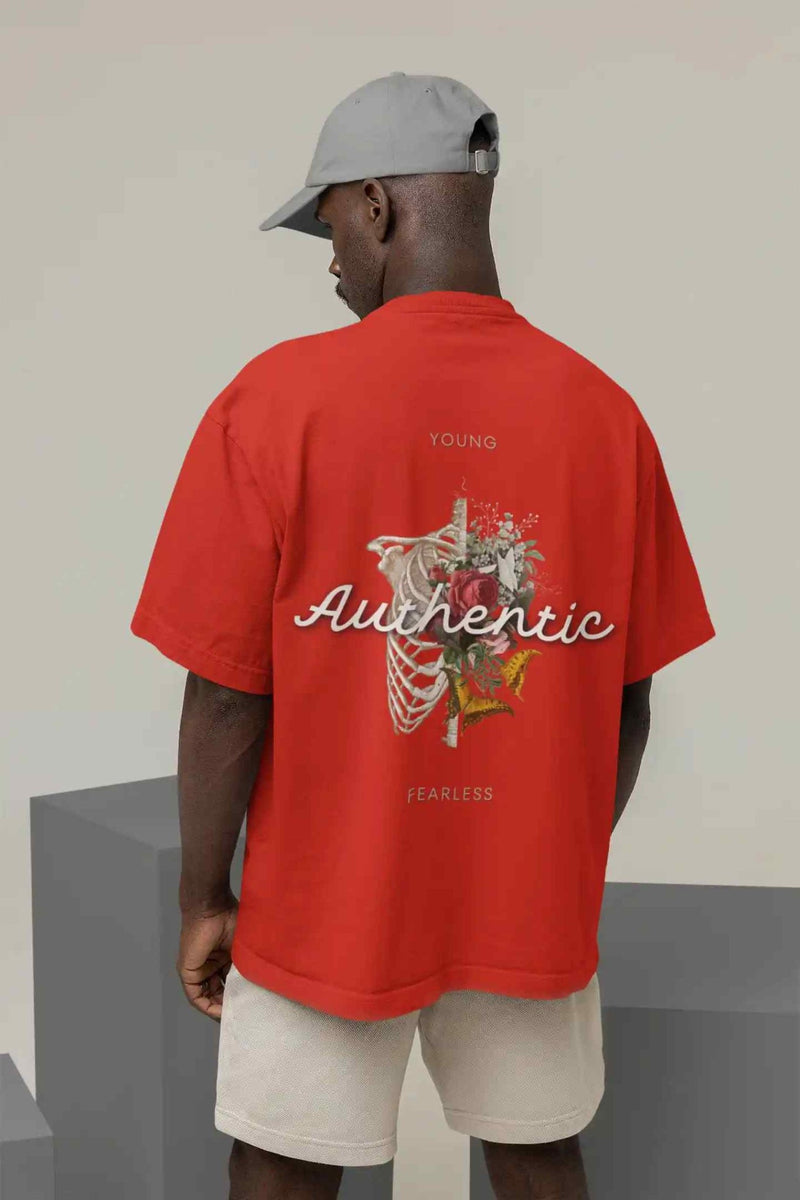 Young Authentic Fearless Beige Oversized Tee - TOSSIDO