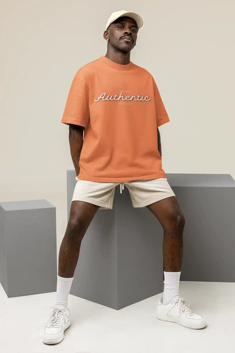 Young Authentic Fearless Beige Oversized Tee - TOSSIDO