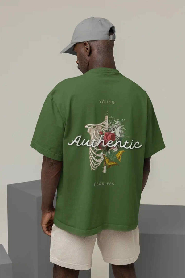Young Authentic Fearless Beige Oversized Tee - TOSSIDO