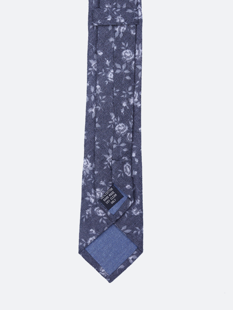 Grey Floral Skinny Necktie