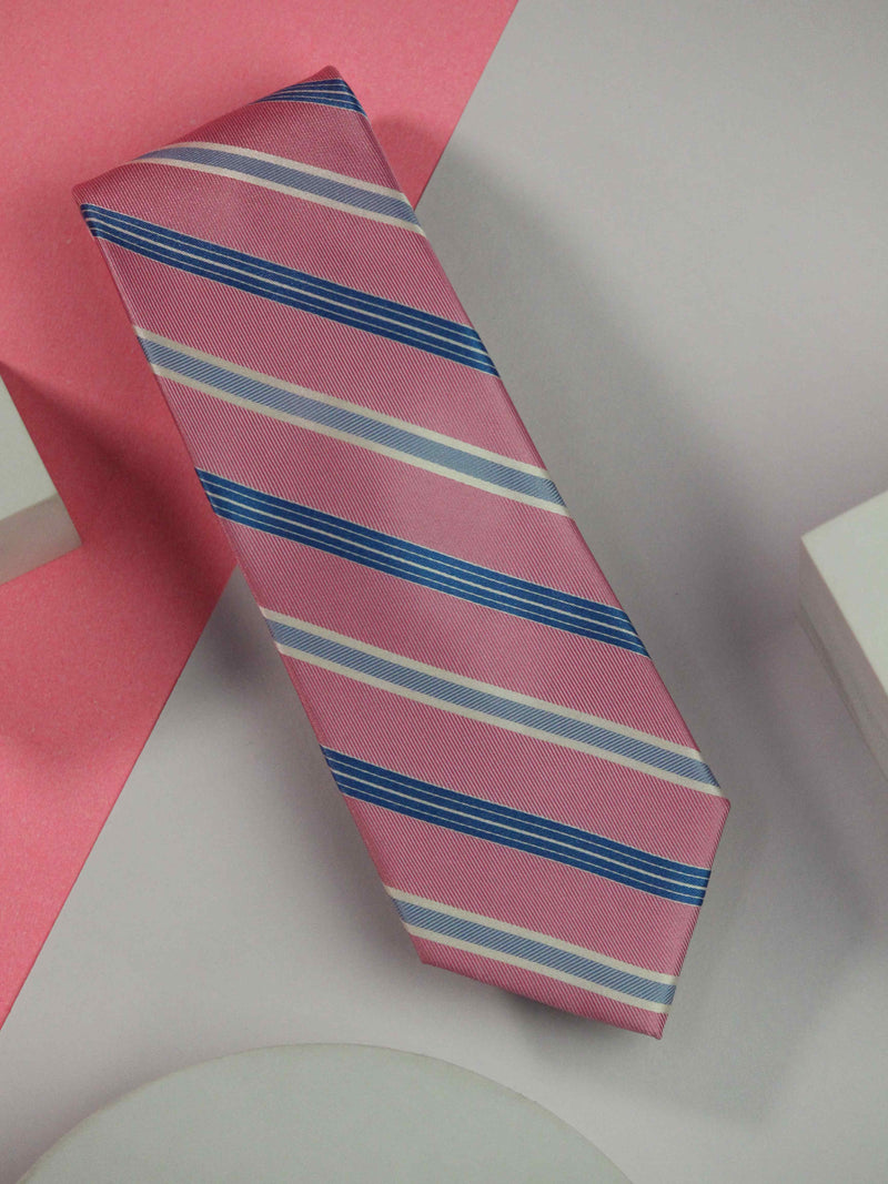 Pink Stripe Handmade Silk Necktie