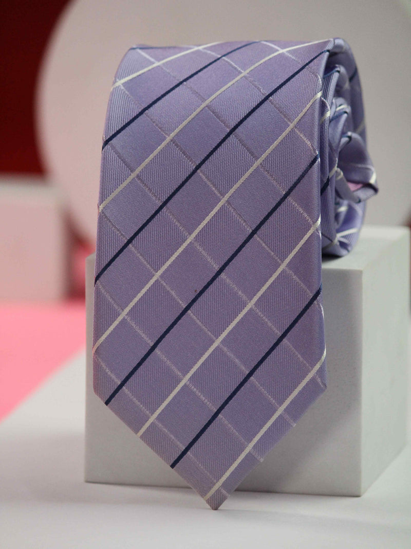 Purple Check Handmade Silk Necktie
