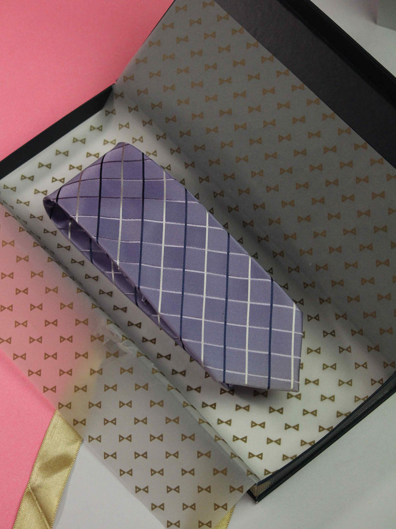 Purple Check Handmade Silk Necktie