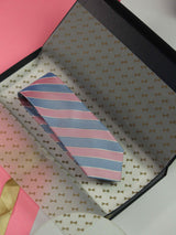 Blue & Pink Stripes Handmade Silk Necktie