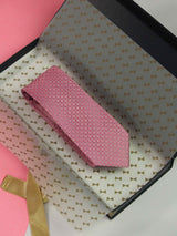 Pink Geometric Handmade Silk Necktie