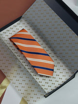 Orange Stripe Handmade Silk Necktie
