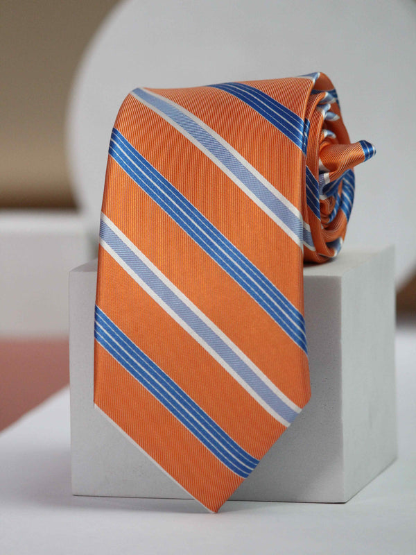 Orange Stripe Handmade Silk Necktie