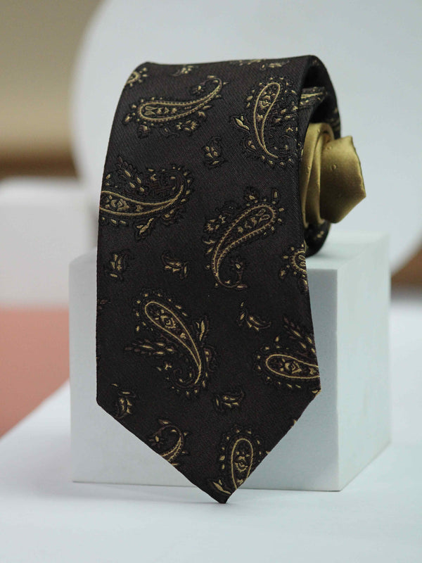 Brown Paisley Handmade Silk Necktie
