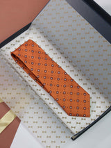 Orange Floral Handmade Silk Necktie