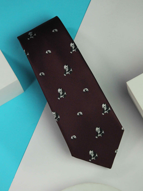 Maroon Panda Handmade Silk Necktie