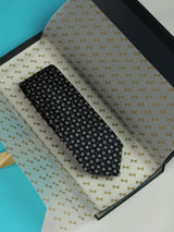 Black Geometric Handmade Silk Necktie