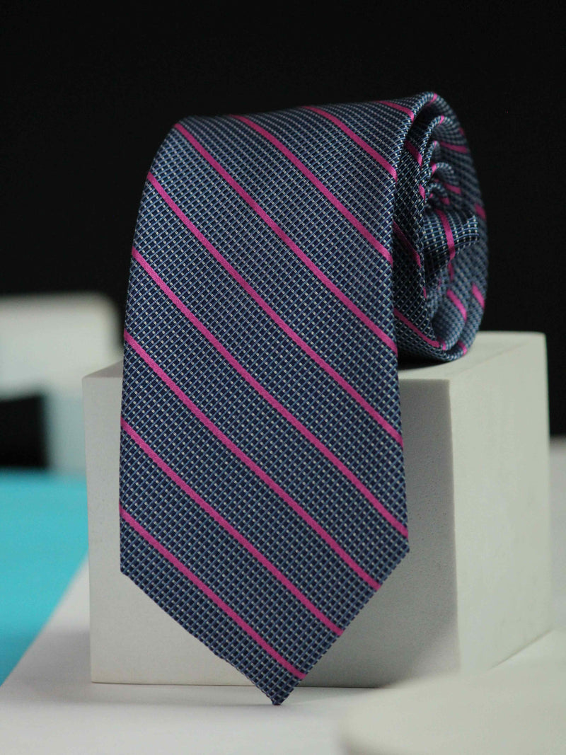 Blue Stripe Handmade Silk Necktie