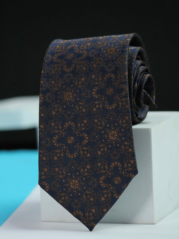 Blue Floral Handmade Silk Necktie