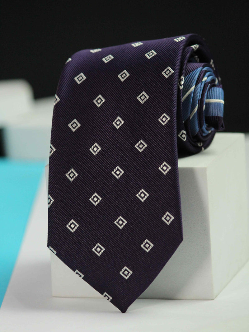 Purple Geometric Handmade Silk Necktie