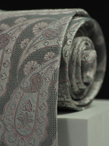 Silver Paisley Handmade Silk Necktie