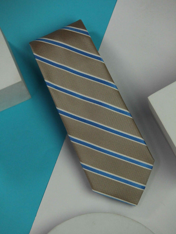 Beige Stripes Handmade Silk Necktie