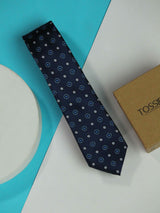 Navy Blue Geometric Skinny Necktie