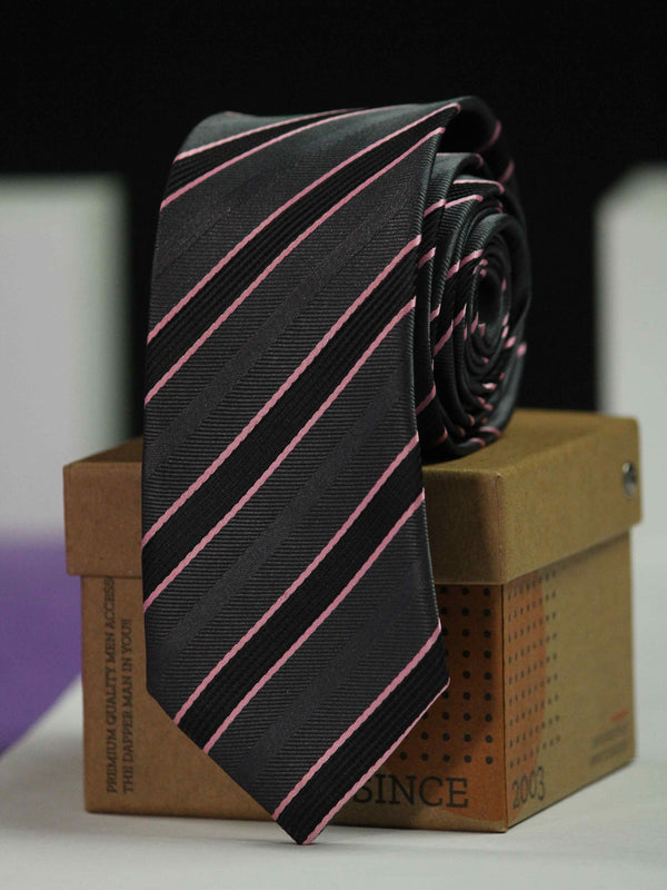 Grey Stripe Skinny Necktie