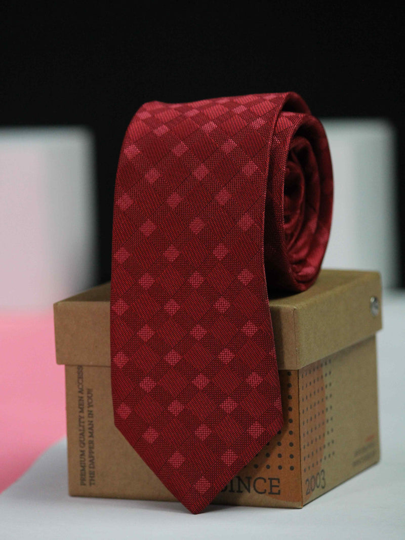 Red Check Skinny Necktie