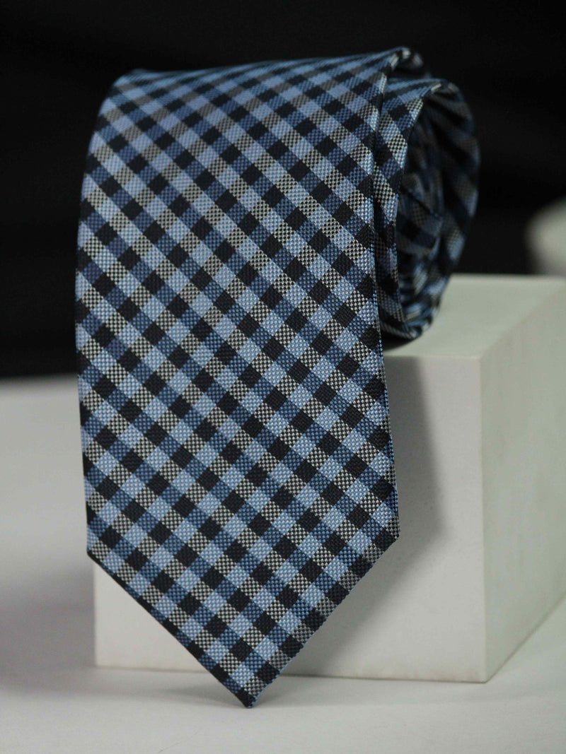 Blue Checkered Woven Necktie