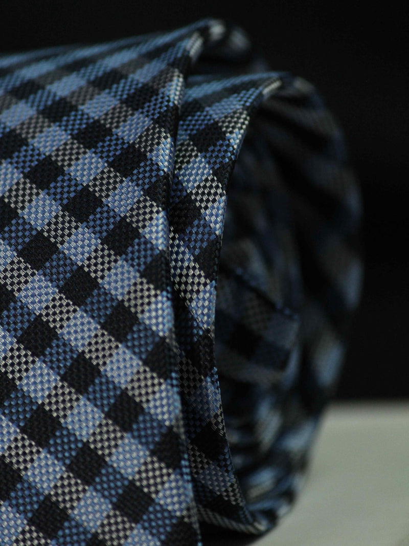 Blue Checkered Woven Necktie