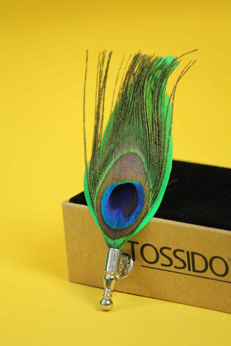 Green Peacock Feather Brooch