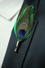 Green Peacock Feather Brooch