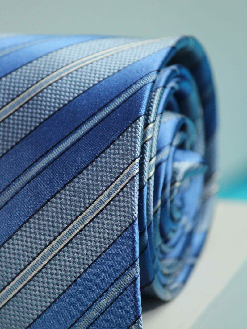 Blue Stripes Handmade Silk Necktie