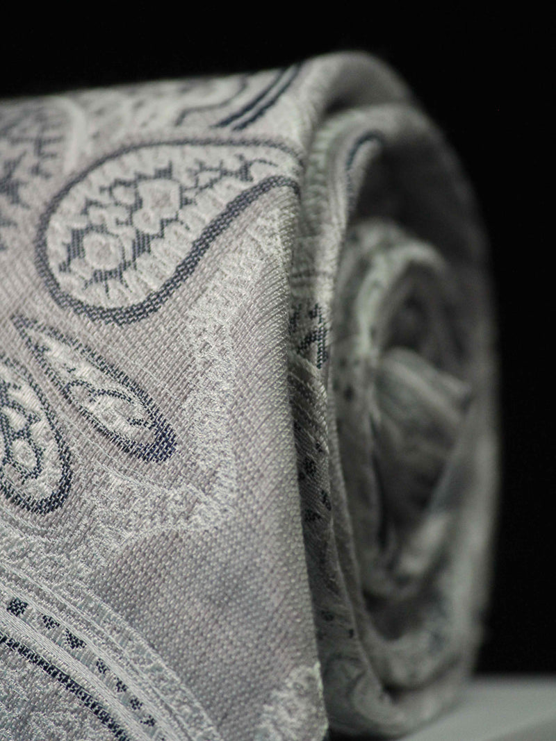 Grey Paisley Handmade Silk Necktie