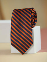 Orange & Blue Stripe Handmade Silk Necktie