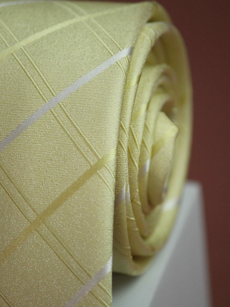Yellow Check Handmade Silk Necktie