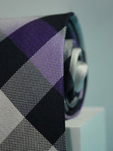 Purple & Black Checks Handmade Silk Necktie
