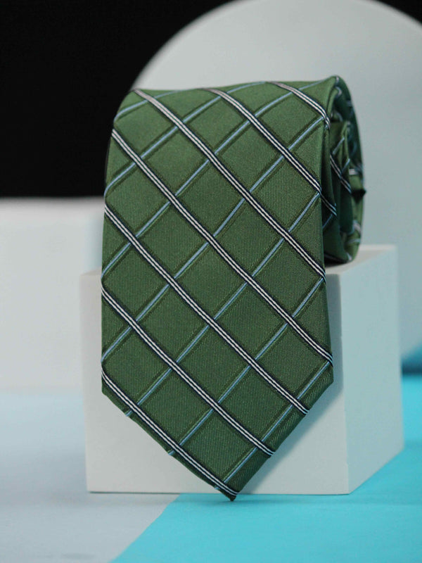 Green Checks Handmade Silk Necktie