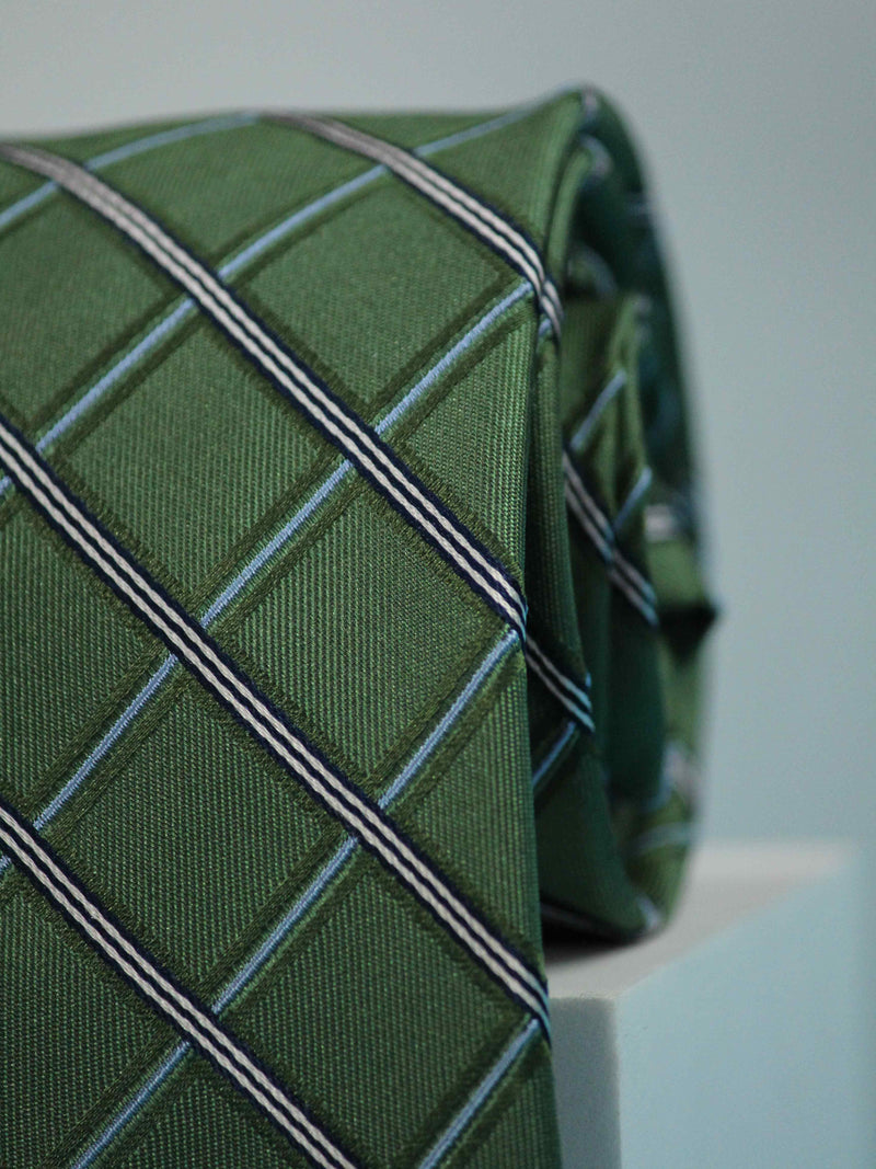 Green Checks Handmade Silk Necktie