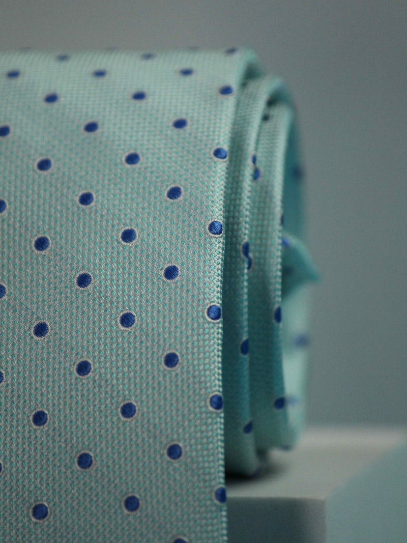 Mint Green Polka Handmade Silk Necktie