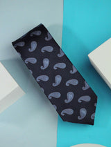 Navy Blue Paisleys Handmade Silk Necktie
