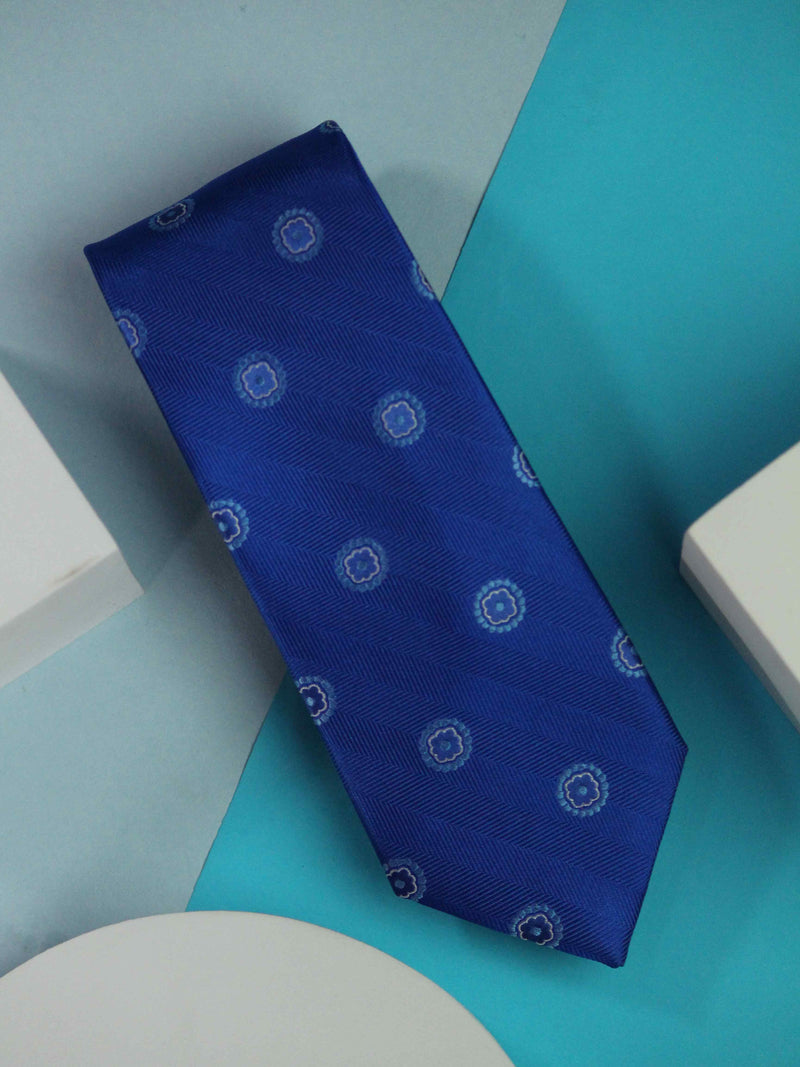 Blue Floral Handmade Silk Necktie