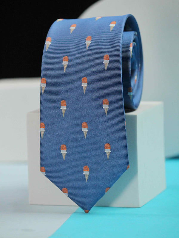 Blue Ice-cream Handmade Silk Necktie