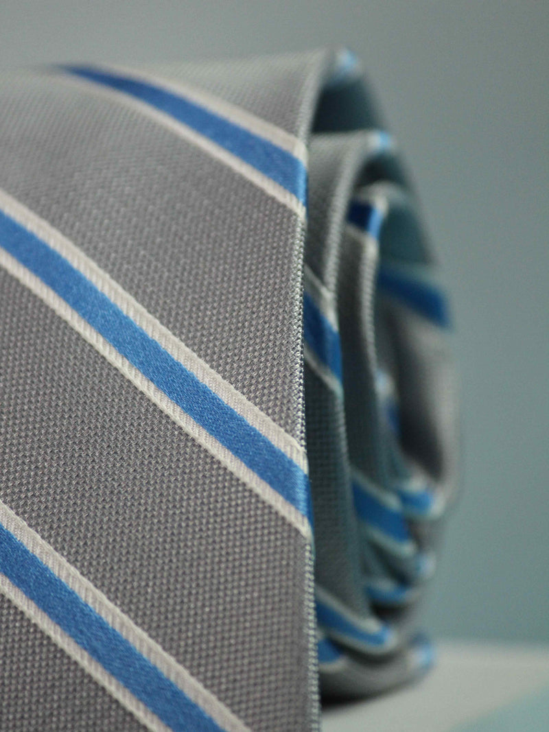 Grey Stripe Handmade Silk Necktie