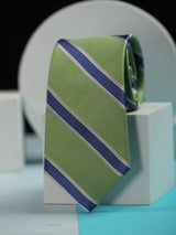 Green & Blue Striped Handmade Silk Necktie