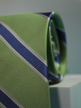 Green & Blue Striped Handmade Silk Necktie