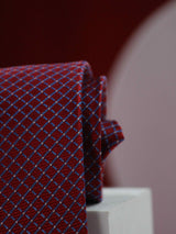 Red Check Handmade Silk Necktie