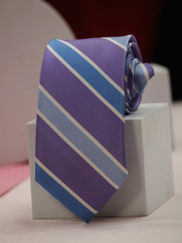 Purple & Blue Stripe Handmade Silk Necktie