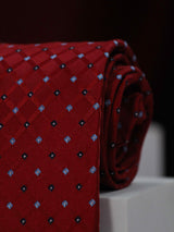 Red Geometric Handmade Silk Necktie